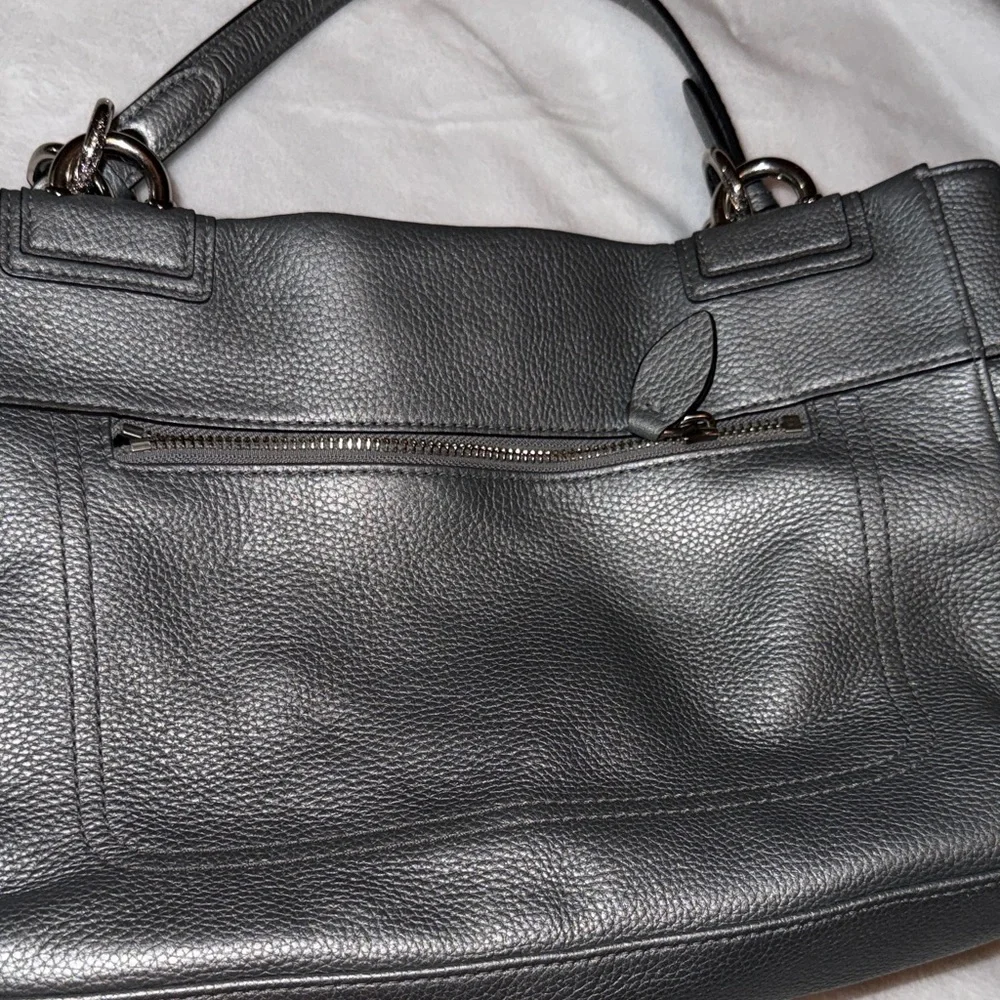 Coach Pebbled Leather Shoulder Tote in Charcoal - Picture 5 of 13